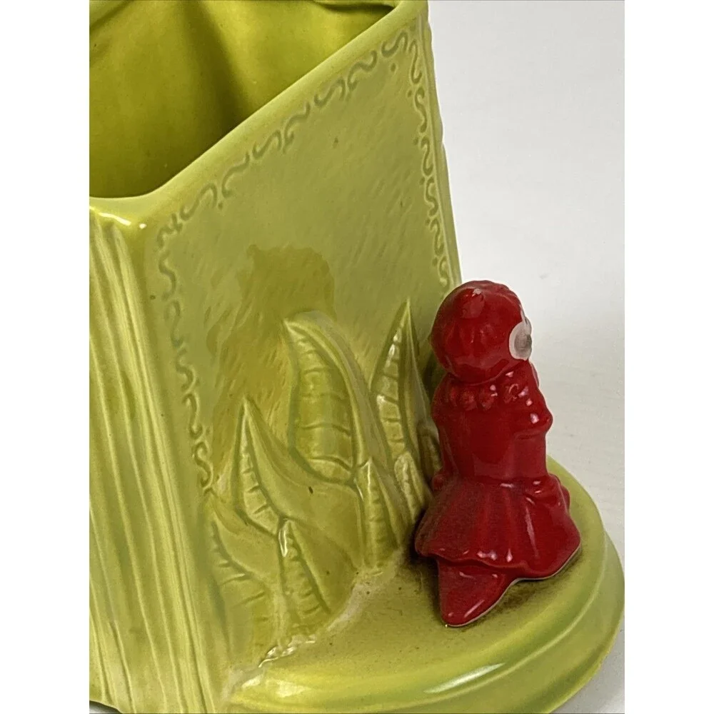 Gilner Pixie Books Planter Pottery Vintage Red Elf Elves Fairies Tales Pete